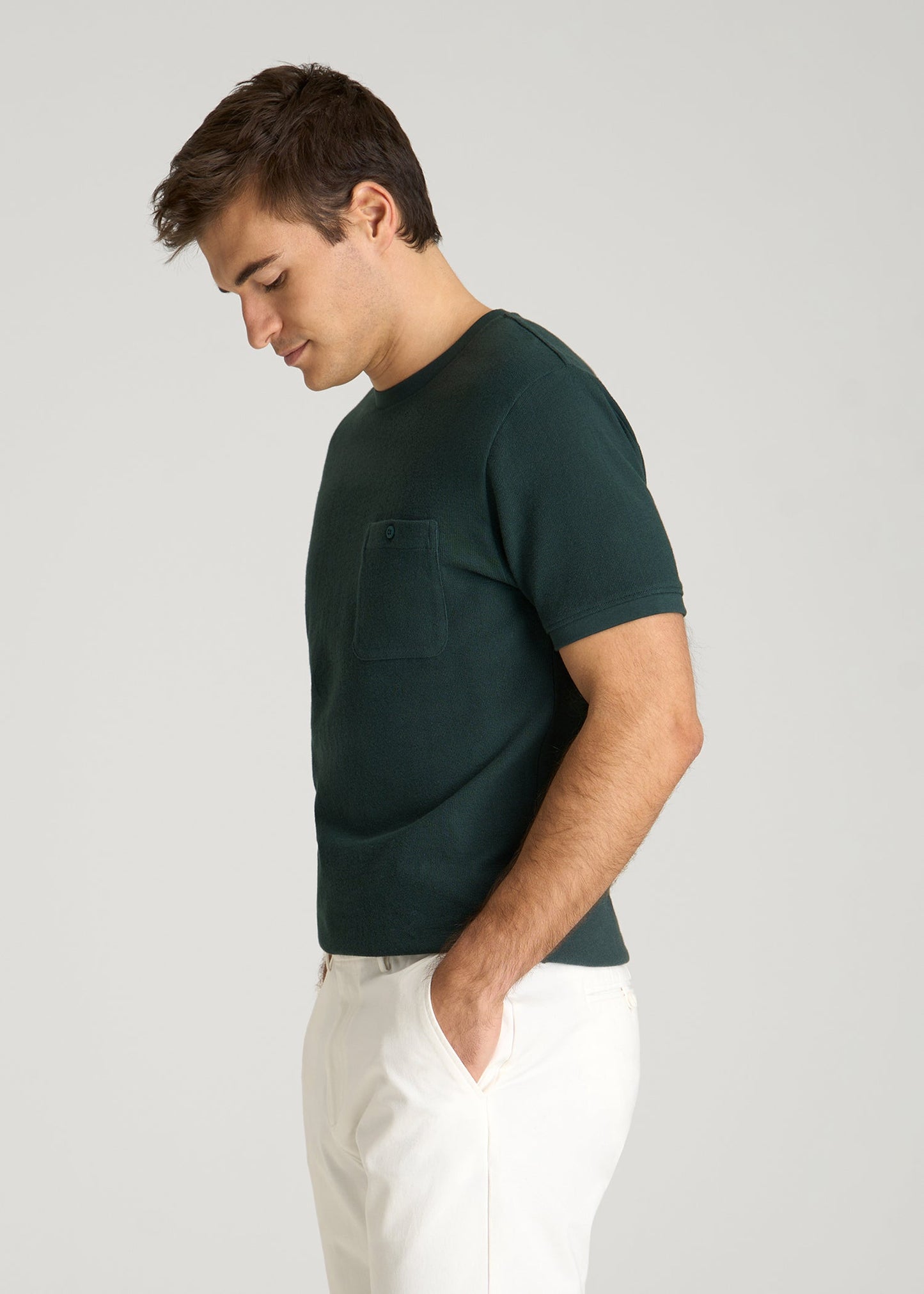 American Tall Men Terry Cotton Pocket Tee for Tall Men in Emerald