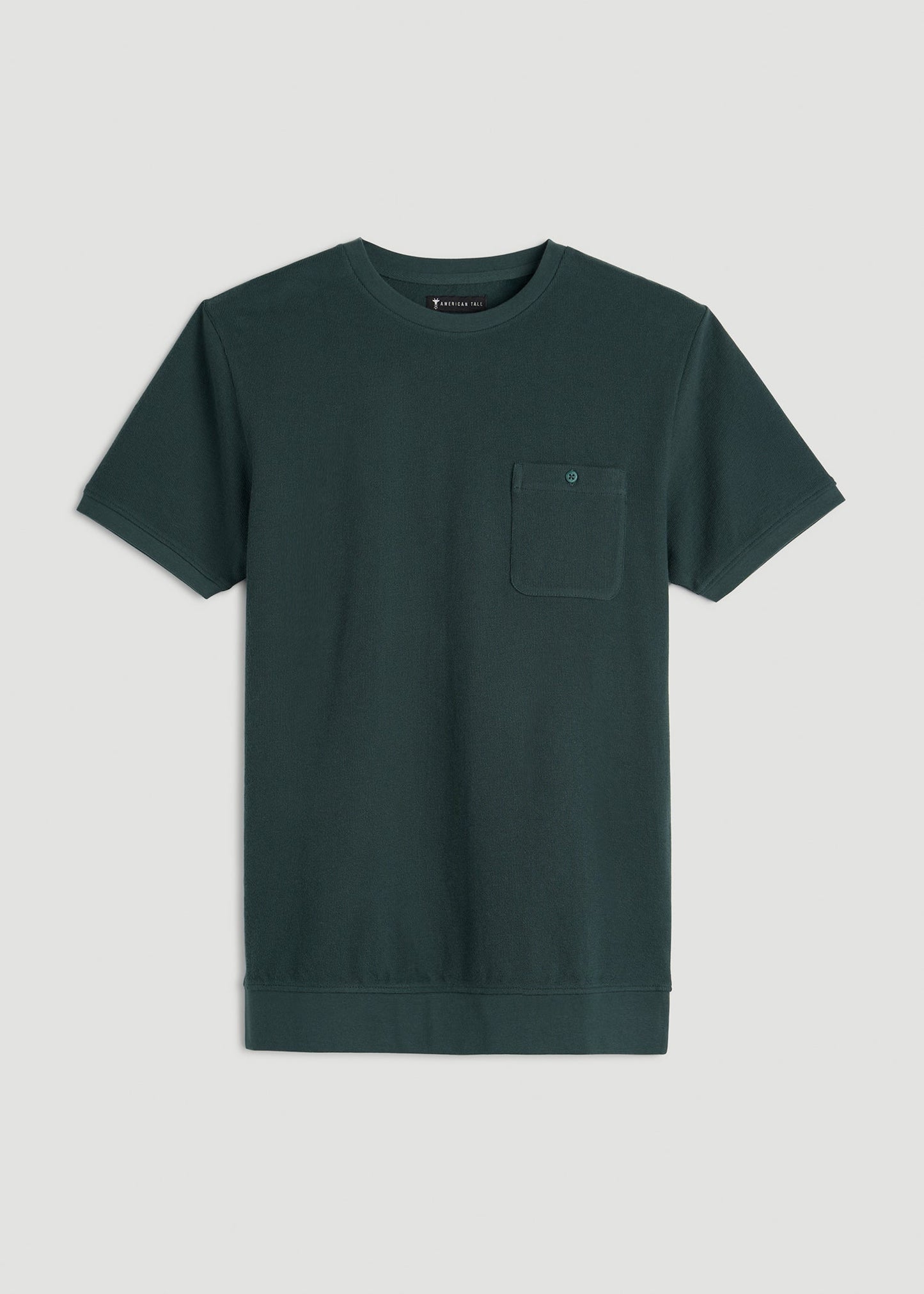 American Tall Men Terry Cotton Pocket Tee for Tall Men in Emerald