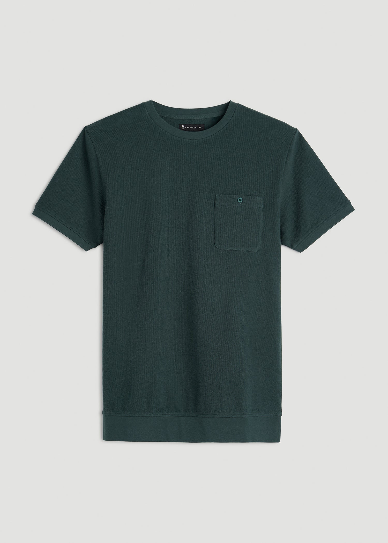 American Tall Men Terry Cotton Pocket Tee for Tall Men in Emerald