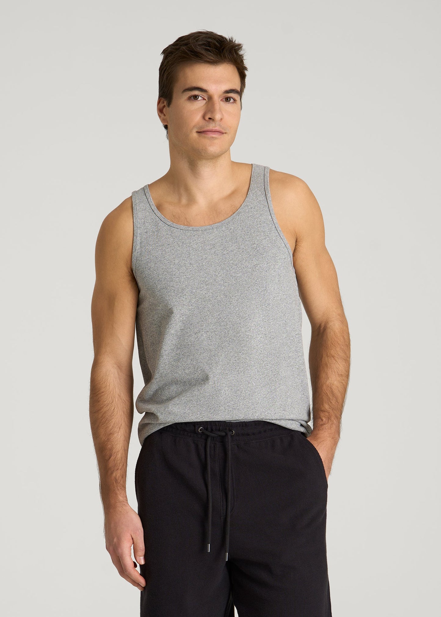 American Tall Men Core Cotton Tank for Tall Men in Heathered Grey