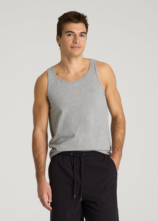 American Tall Men Core Cotton Tank for Tall Men in Heathered Grey