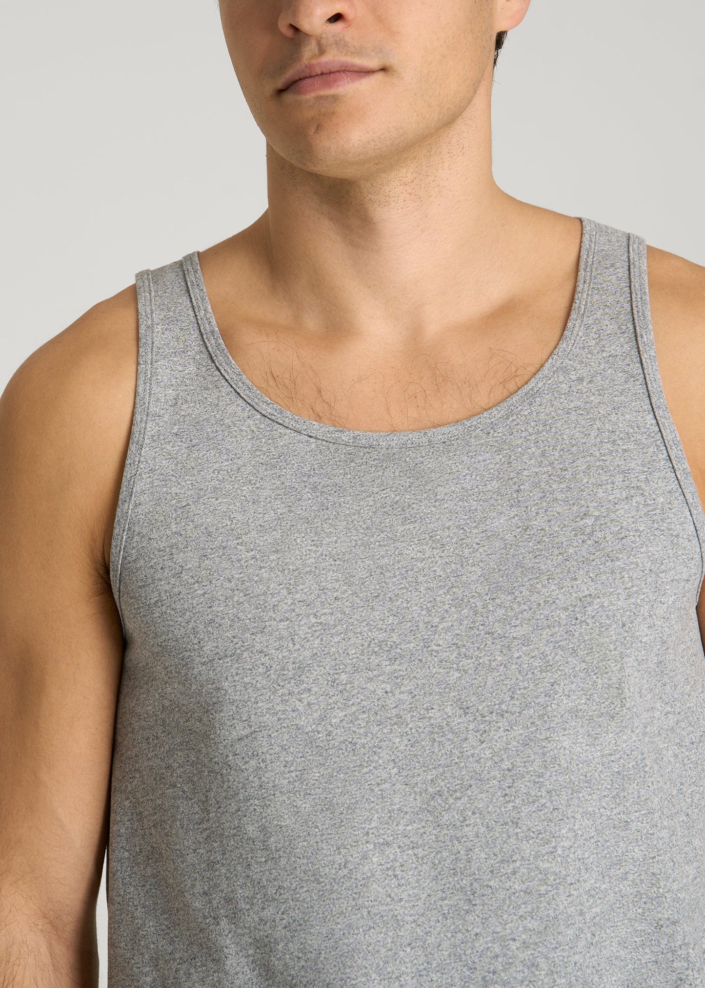 American Tall Men Core Cotton Tank for Tall Men in Heathered Grey