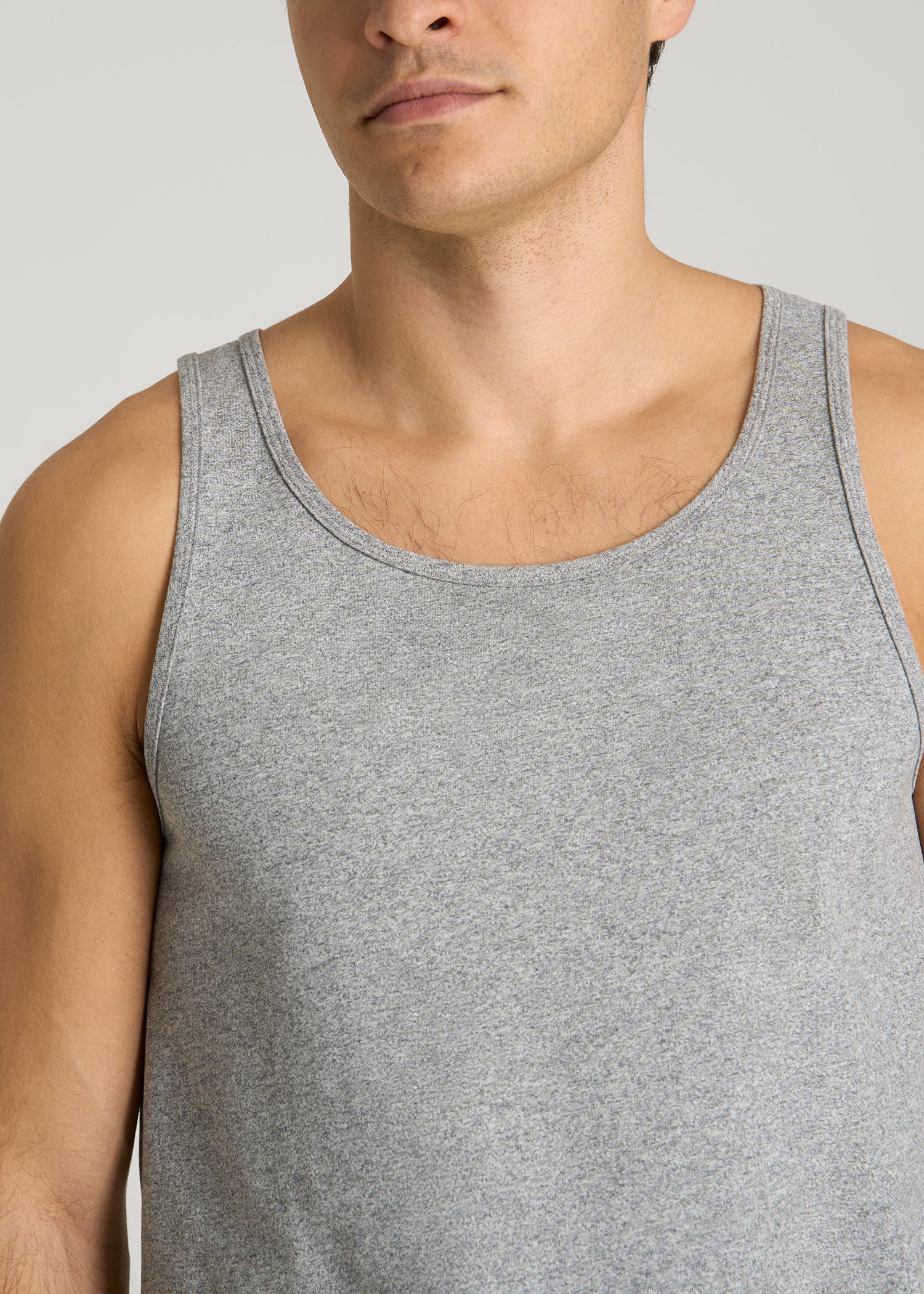 American Tall Men Core Cotton Tank for Tall Men in Heathered Grey