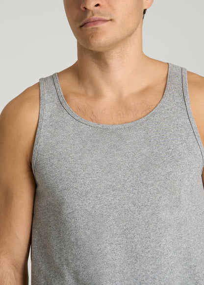 American Tall Men Core Cotton Tank for Tall Men in Heathered Grey