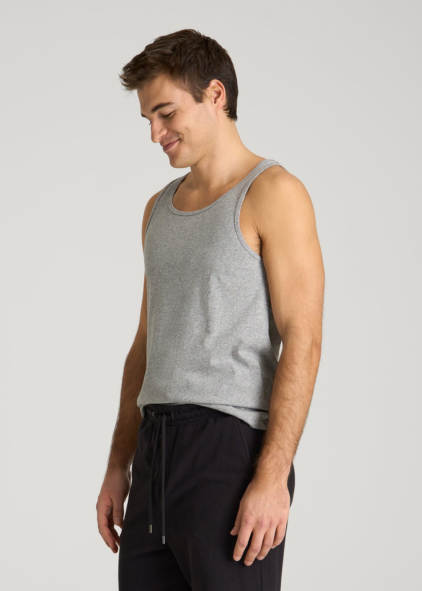 American Tall Men Core Cotton Tank for Tall Men in Heathered Grey