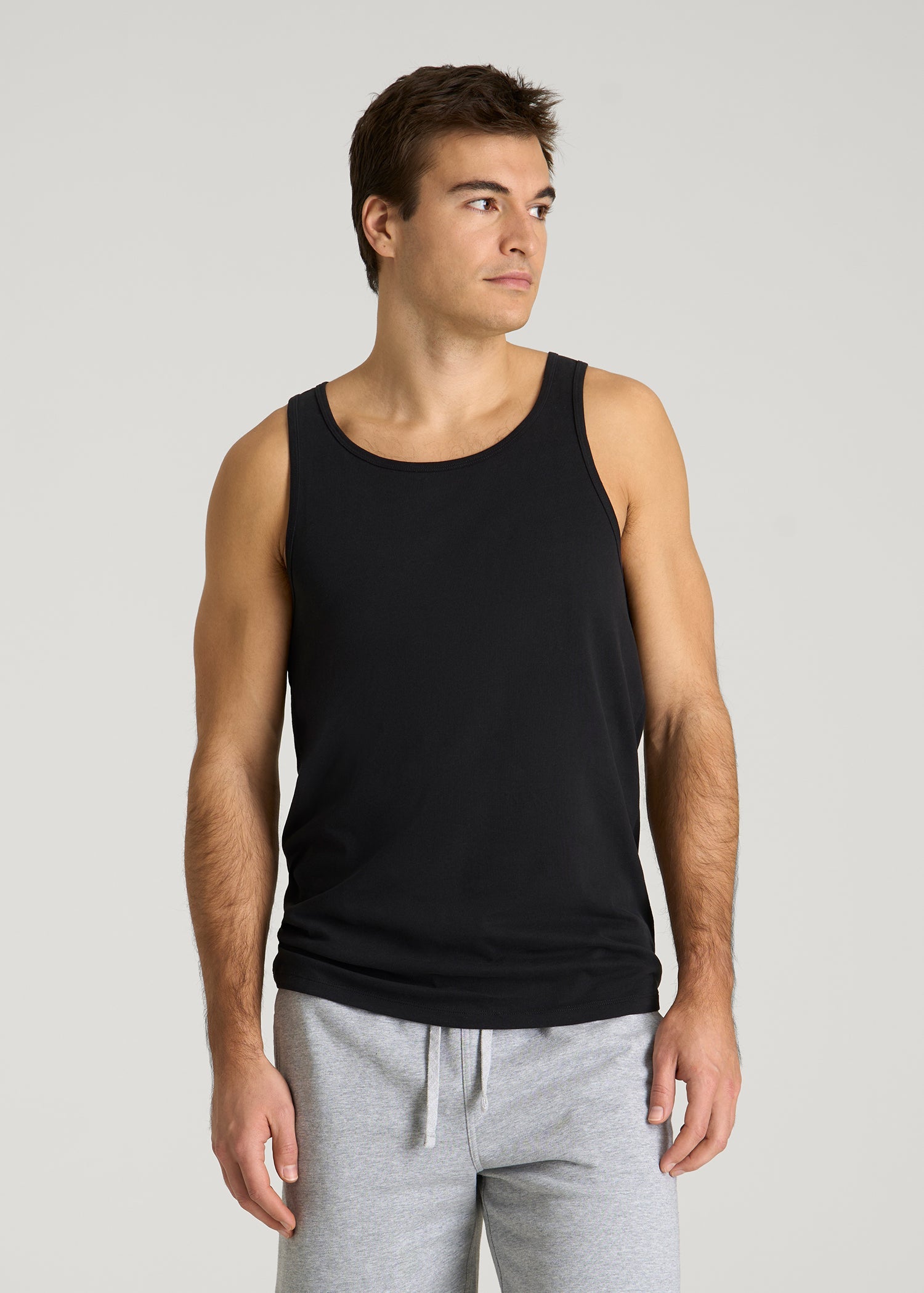 American Tall Men Core Cotton Tank for Tall Men in Black