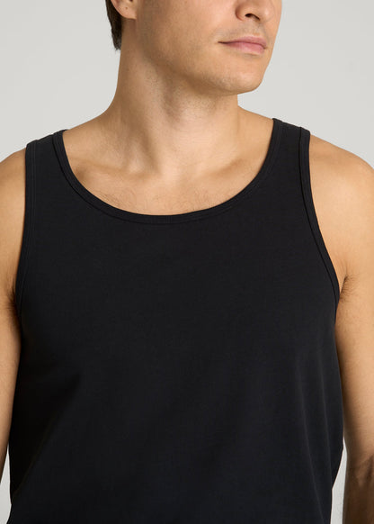 American Tall Men Core Cotton Tank for Tall Men in Black