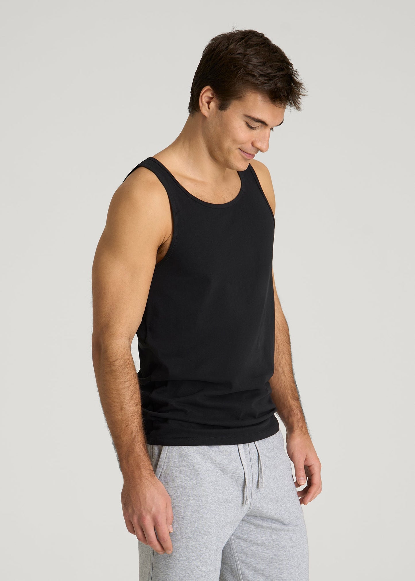 American Tall Men Core Cotton Tank for Tall Men in Black
