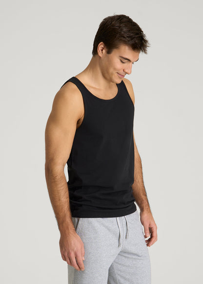 American Tall Men Core Cotton Tank for Tall Men in Black