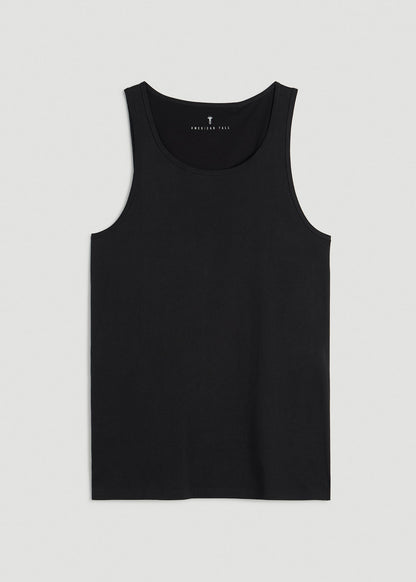 American Tall Men Core Cotton Tank for Tall Men in Black