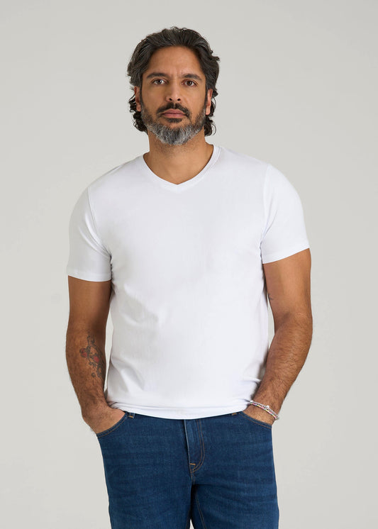 American Tall Men The Essential Modern Fit V-Neck Tee for Tall Men in White