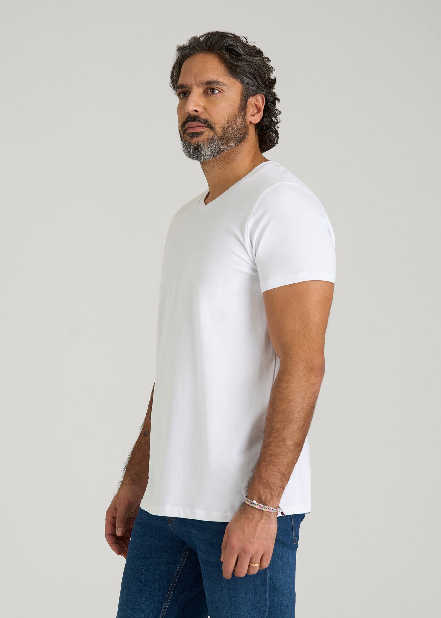 American Tall Men The Essential Modern Fit V-Neck Tee for Tall Men in White