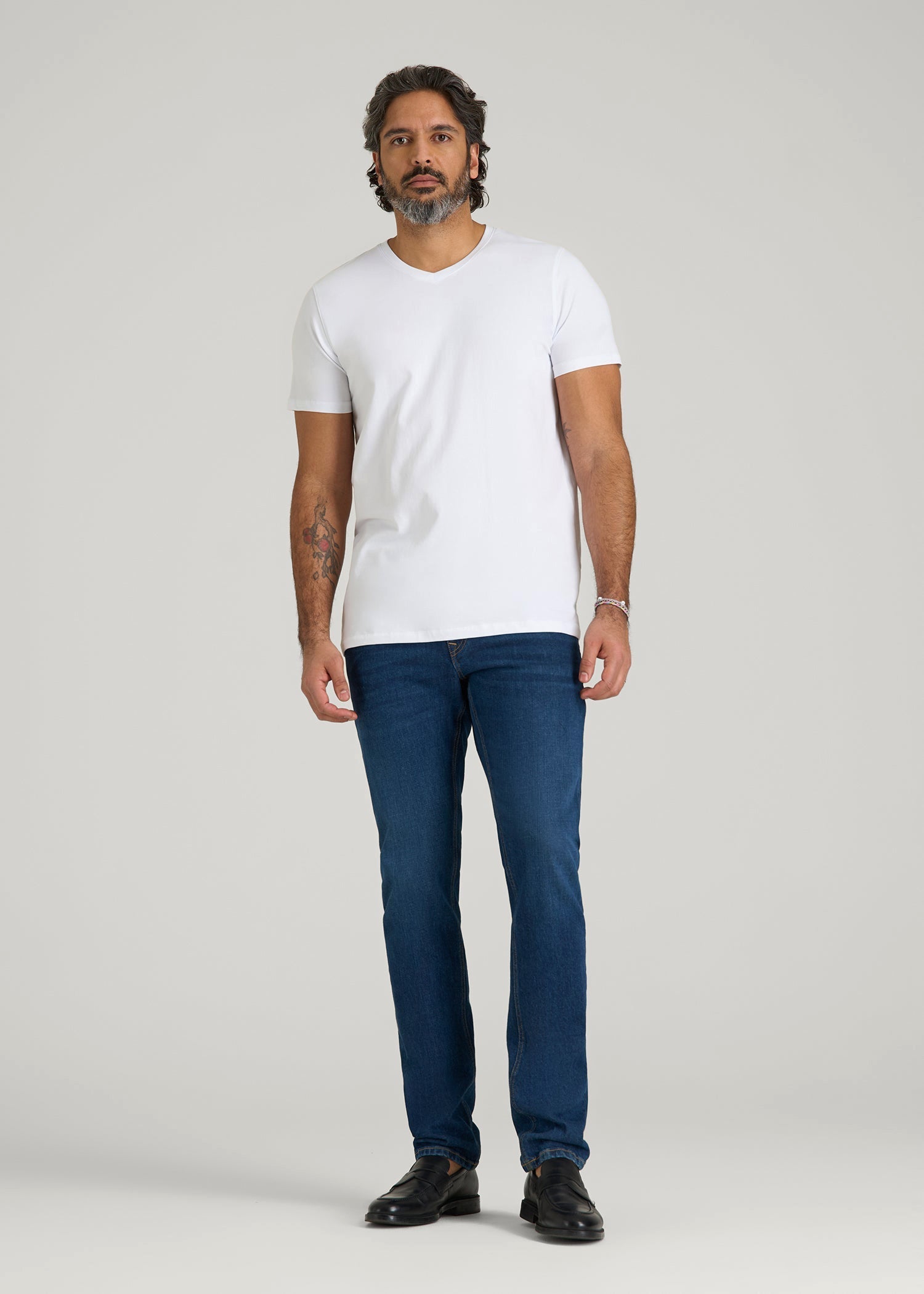 American Tall Men The Essential Modern Fit V-Neck Tee for Tall Men in White