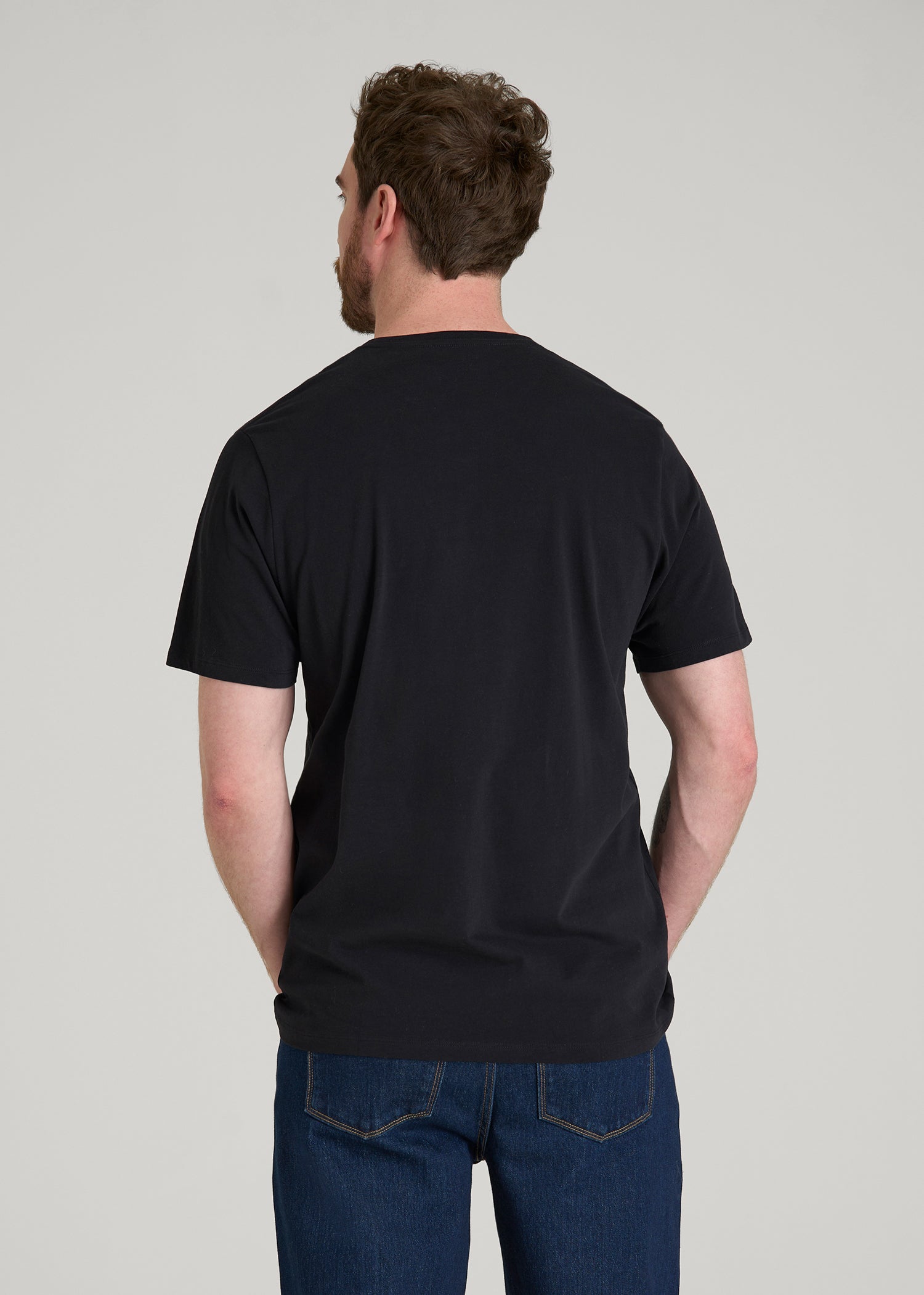 American Tall Men Core Cotton Crewneck Tee for Tall Men in Black