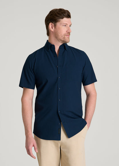 American Tall Men Short Sleeve Shirt for Tall Men in Navy Blue