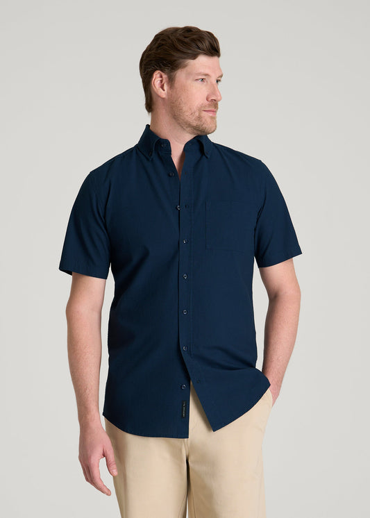 American Tall Men Short Sleeve Shirt for Tall Men in Navy Blue