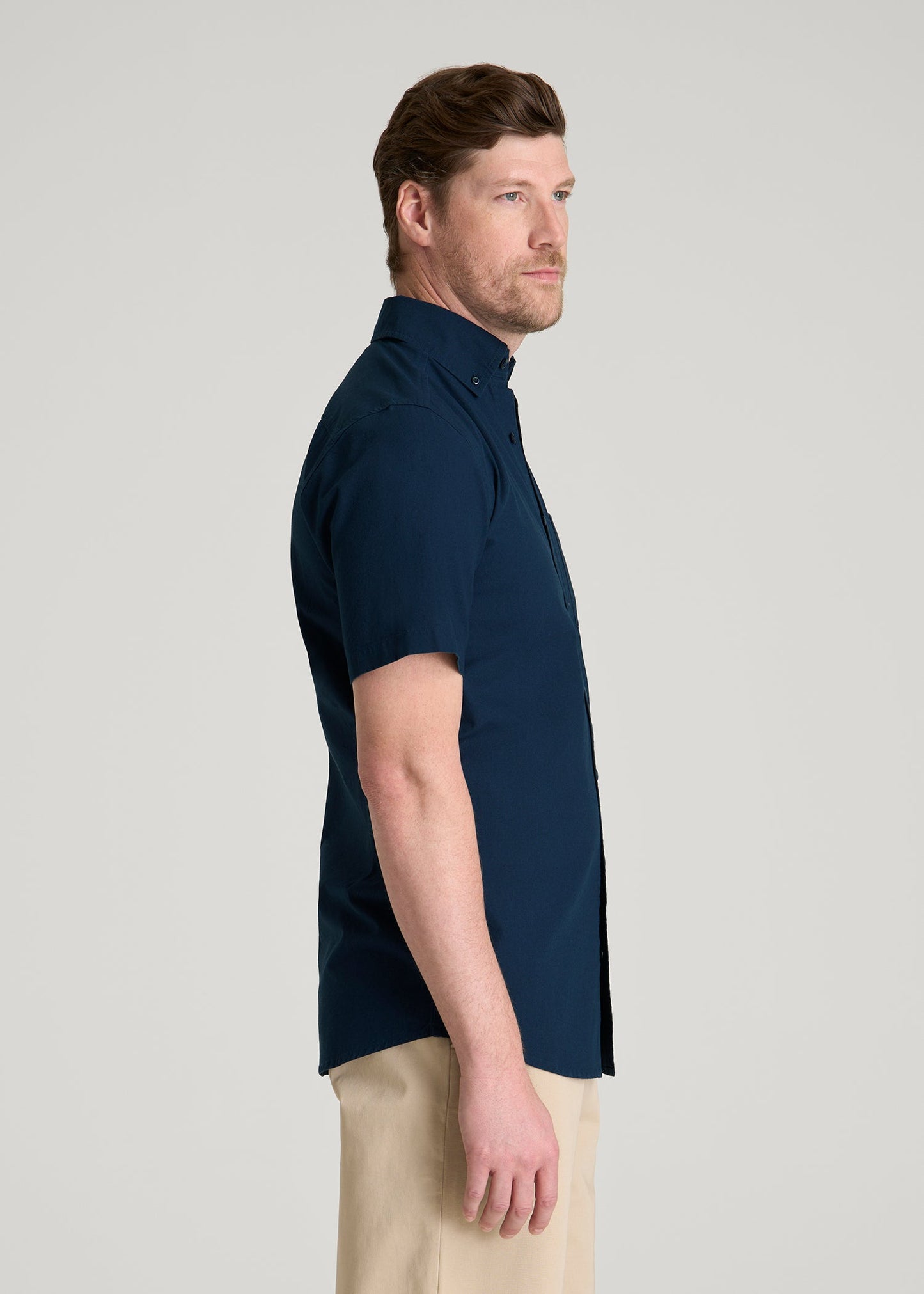 American Tall Men Short Sleeve Shirt for Tall Men in Navy Blue