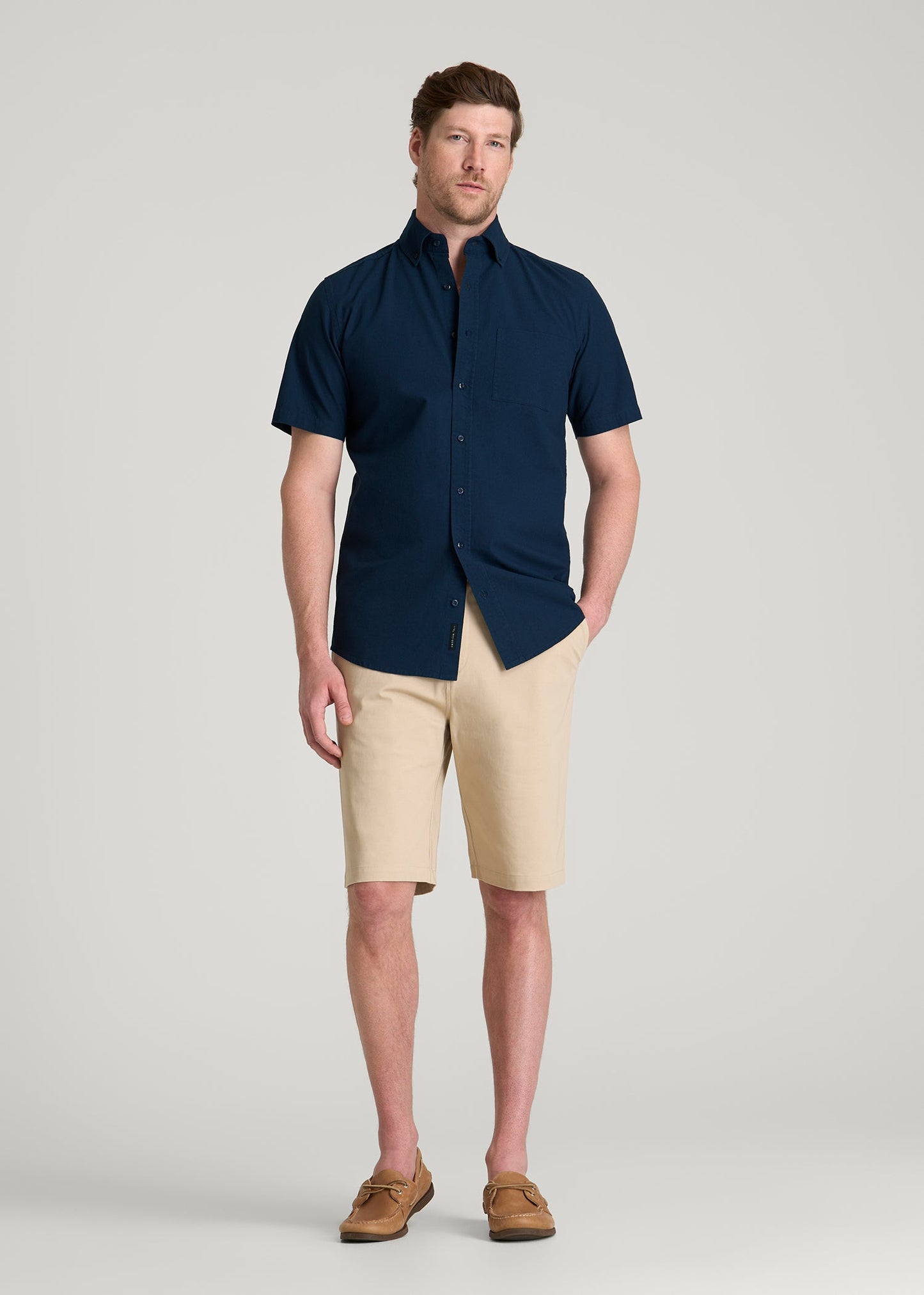 American Tall Men Short Sleeve Shirt for Tall Men in Navy Blue
