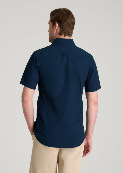American Tall Men Short Sleeve Shirt for Tall Men in Navy Blue