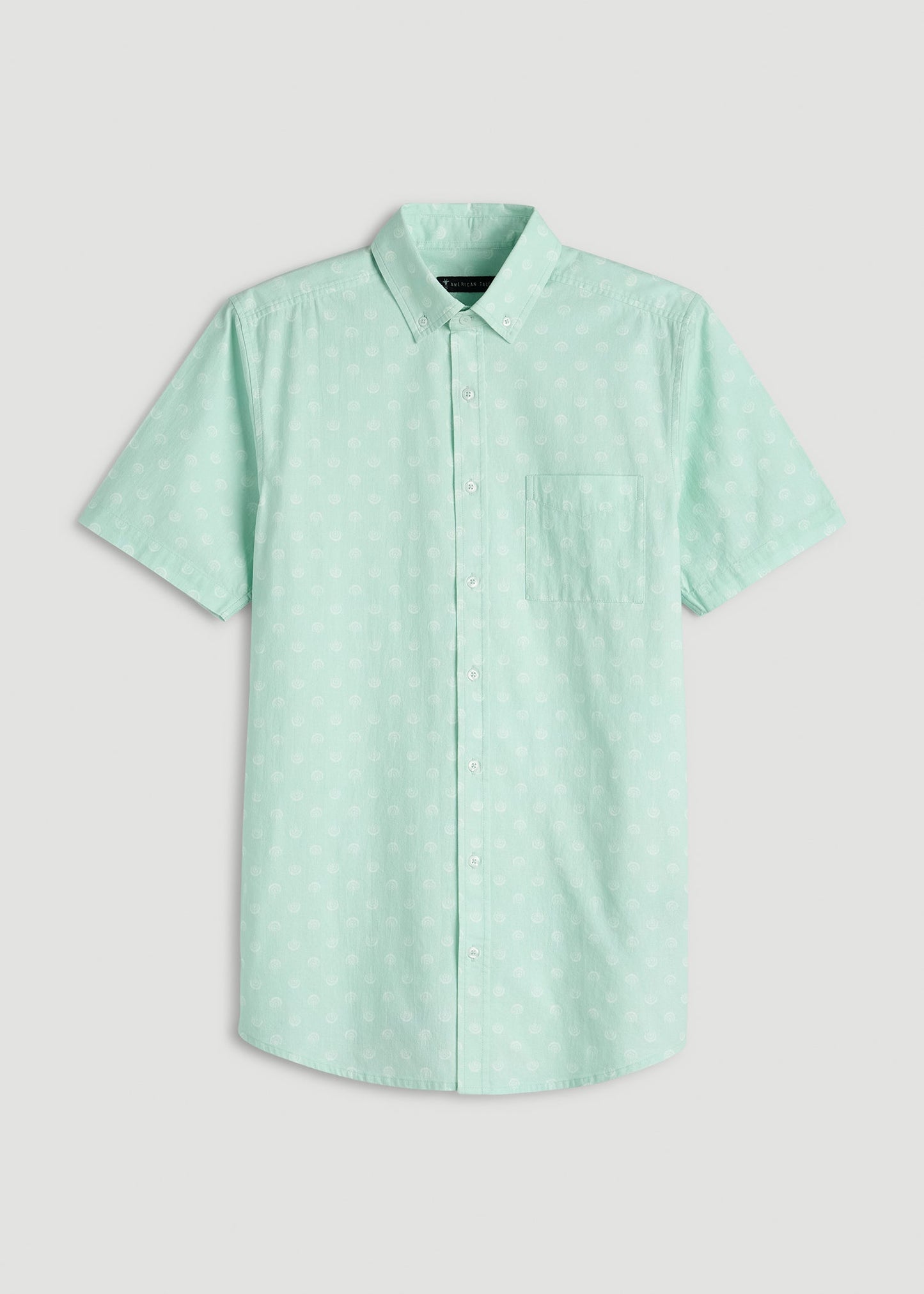 American Tall Men Short Sleeve Shirt for Tall Men in Opal Blue Dandelion