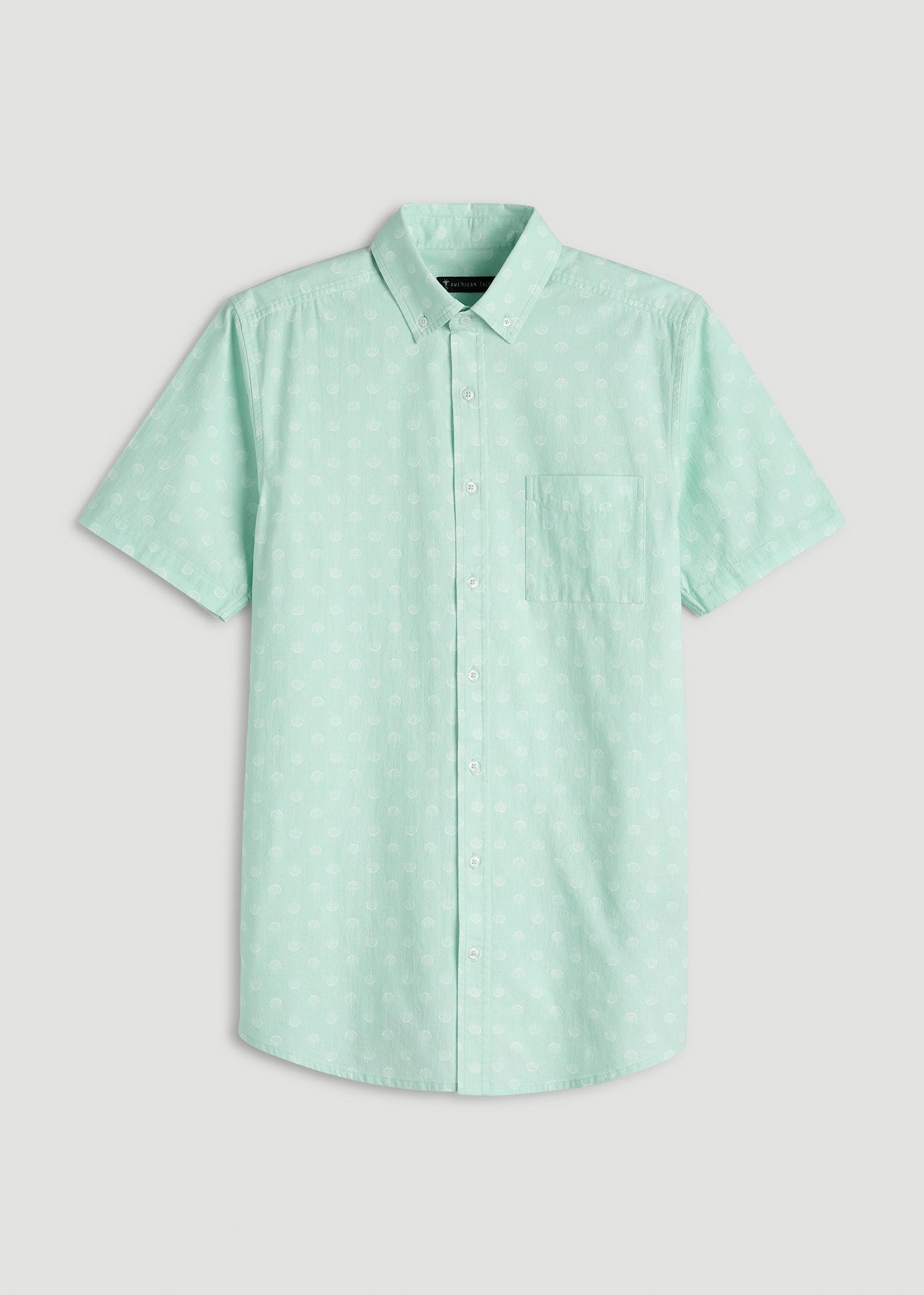 American Tall Men Short Sleeve Shirt for Tall Men in Opal Blue Dandelion