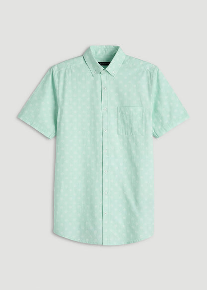 American Tall Men Short Sleeve Shirt for Tall Men in Opal Blue Dandelion