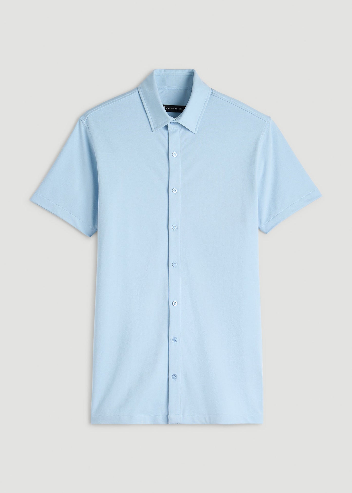 American Tall Men Pique Knit Stretch Short Sleeve Shirt for Tall Men in Ice Blue