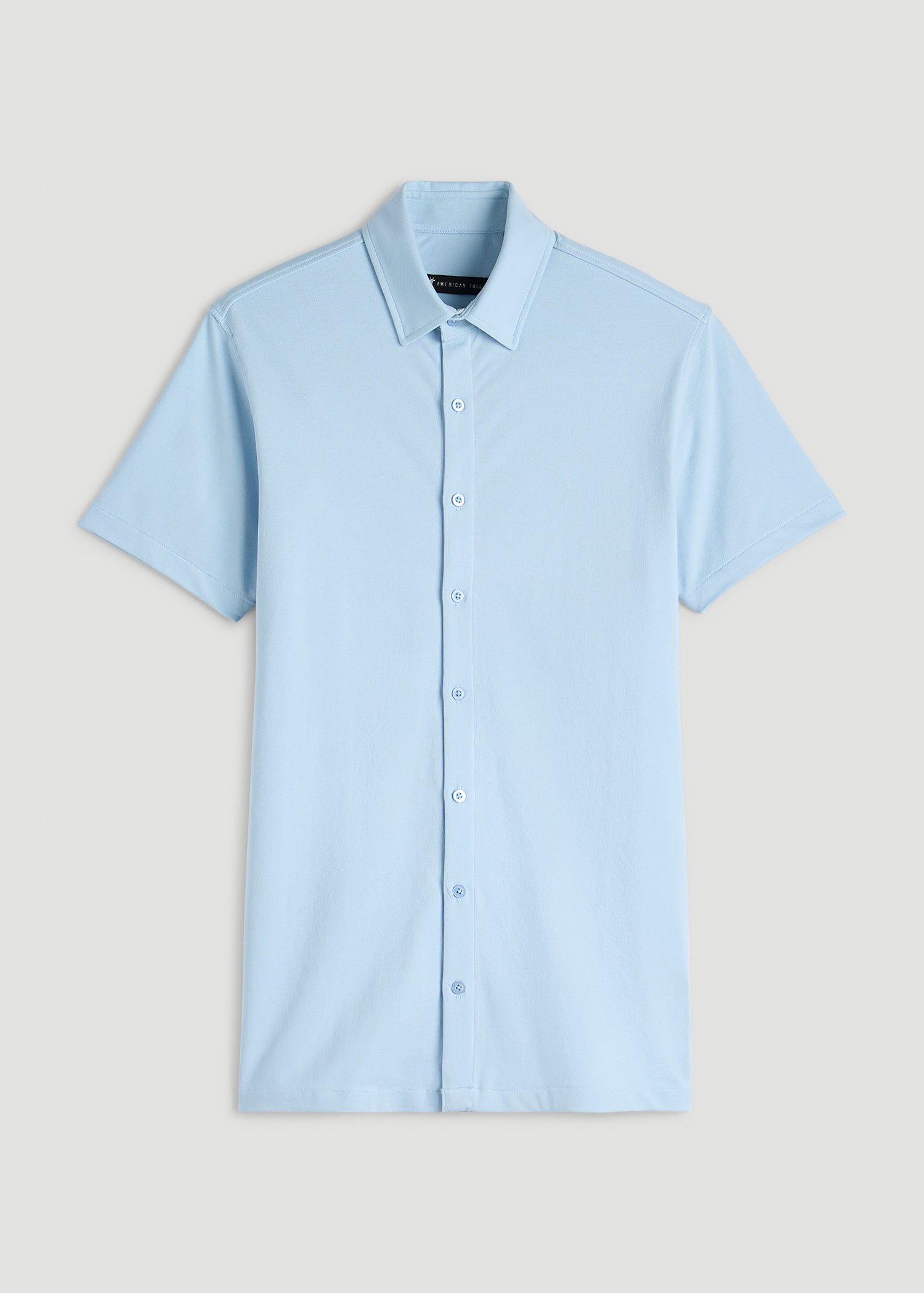 American Tall Men Pique Knit Stretch Short Sleeve Shirt for Tall Men in Ice Blue