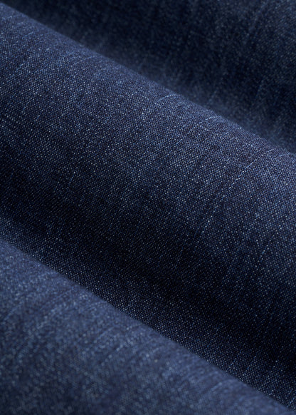 American Tall Men Classic Stretch Denim Shirt for Tall Men in Deep Indigo