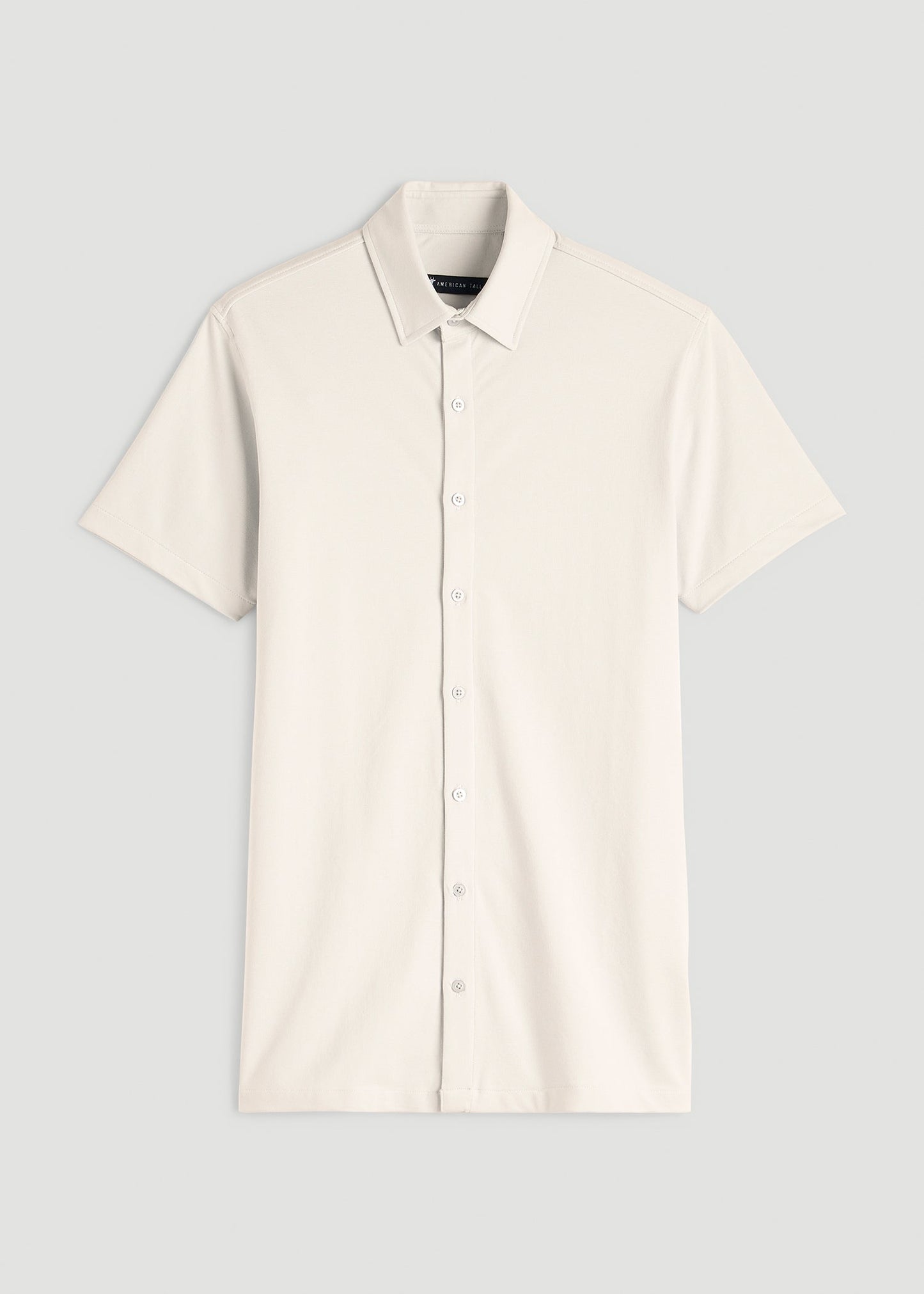 American Tall Men Pique Knit Stretch Short Sleeve Shirt for Tall Men in White Sand