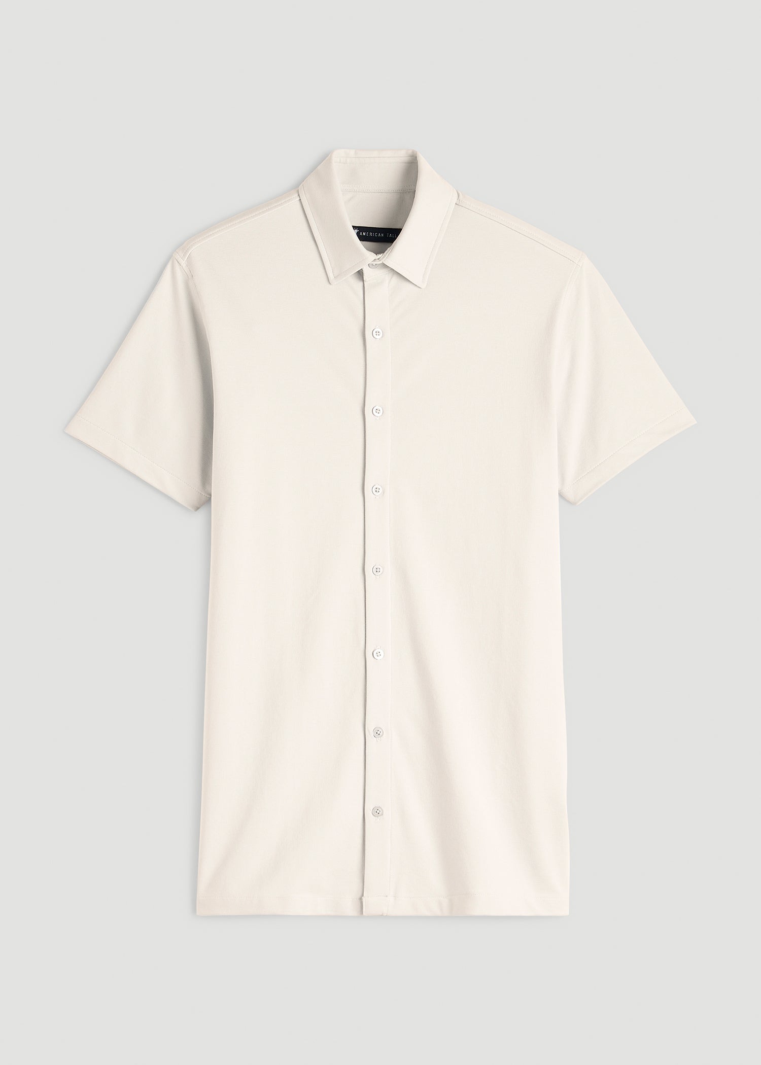 American Tall Men Pique Knit Stretch Short Sleeve Shirt for Tall Men in White Sand