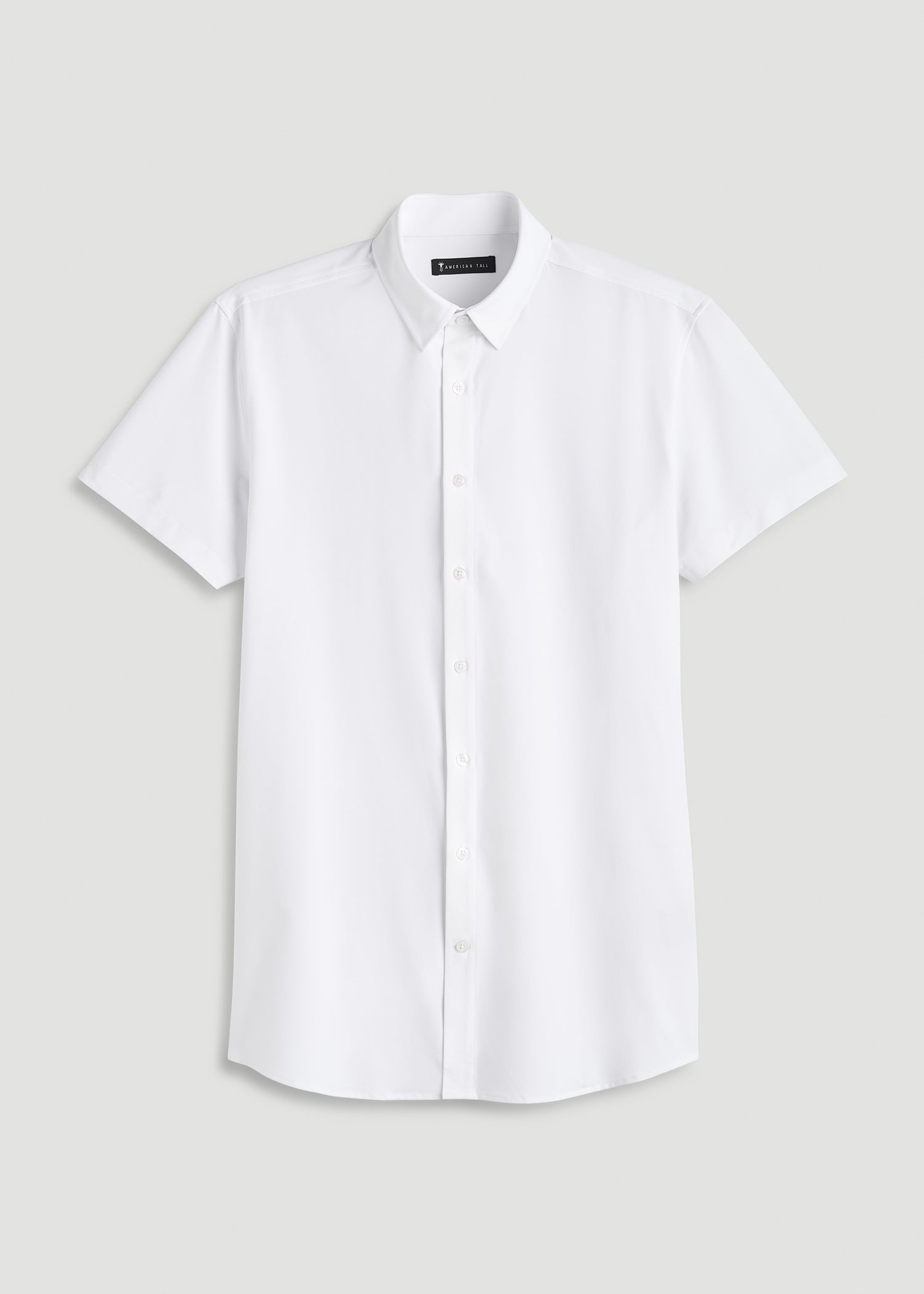 American Tall Men Short Sleeve Traveler Stretch Button Shirt for Tall Men in Bright White