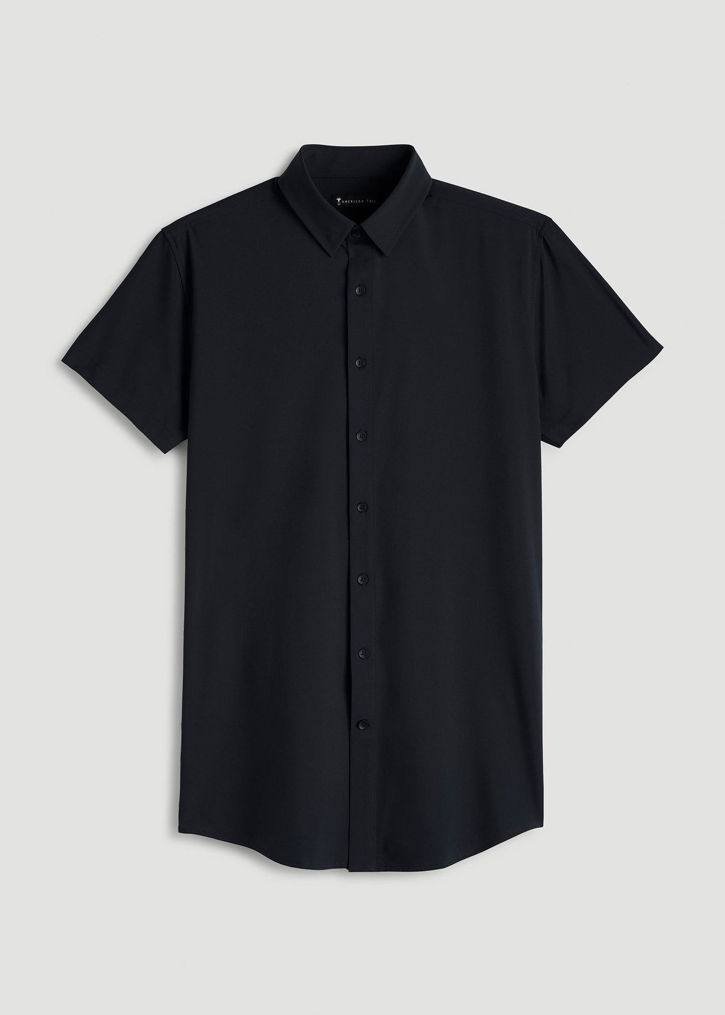 American Tall Men Short Sleeve Traveler Stretch Button Shirt for Tall Men in Black