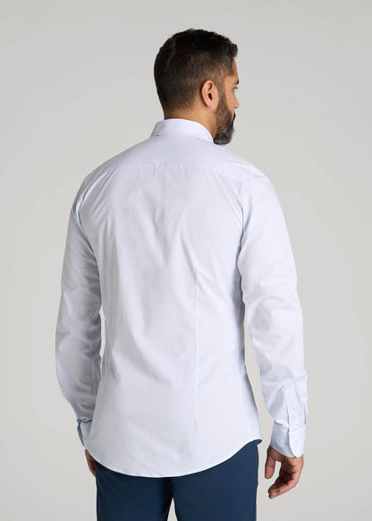 American Tall Men Oskar Easy Care Dress Shirt for Tall Men in Blue Mini Stripe