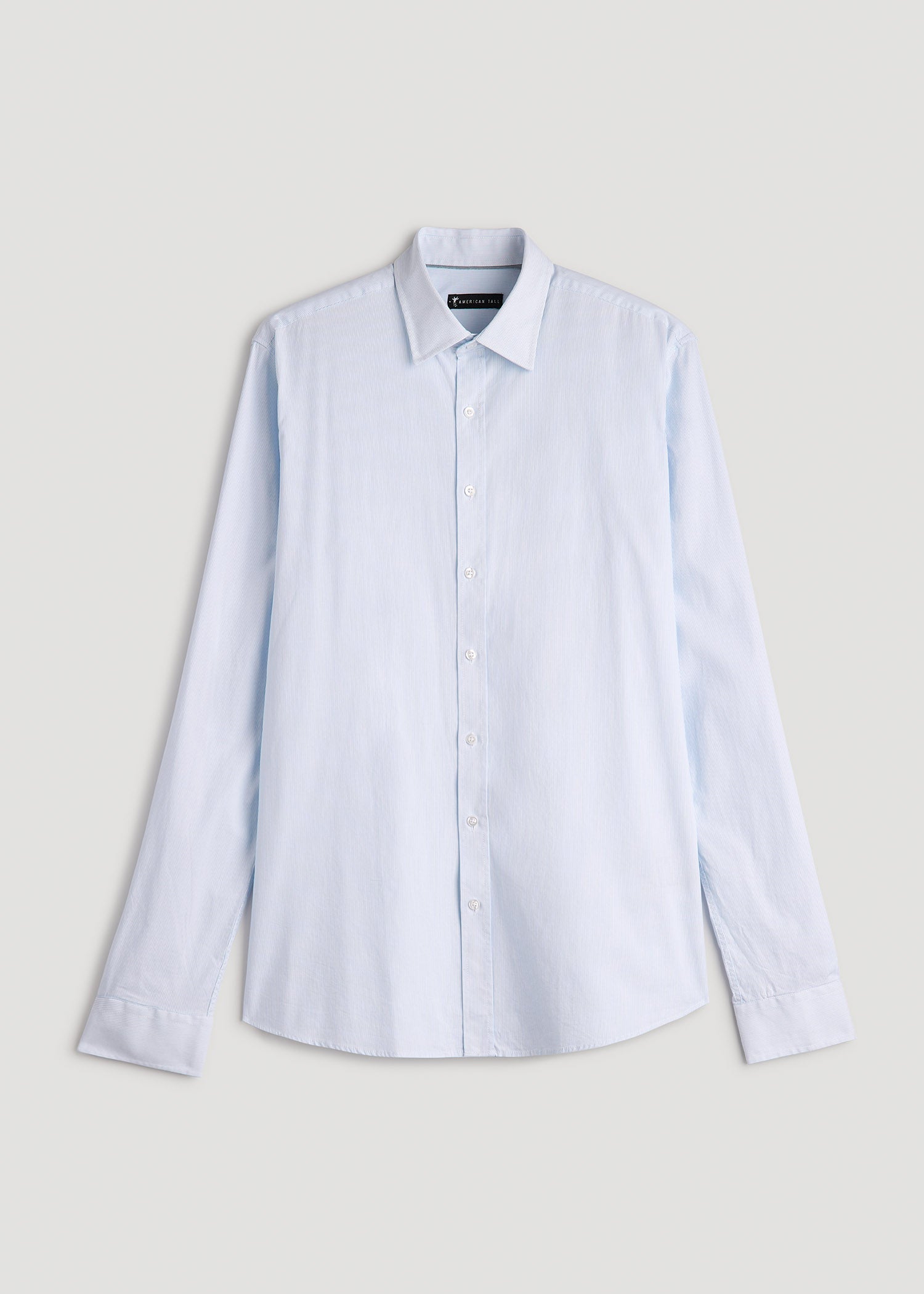 American Tall Men Oskar Easy Care Dress Shirt for Tall Men in Blue Mini Stripe