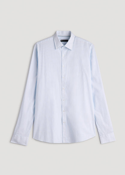 American Tall Men Oskar Easy Care Dress Shirt for Tall Men in Blue Mini Stripe