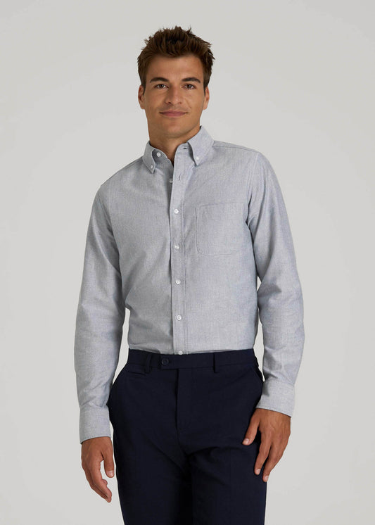 American Tall Men Oxford Cloth Button Down Shirt for Tall Men in Tradewinds Blue