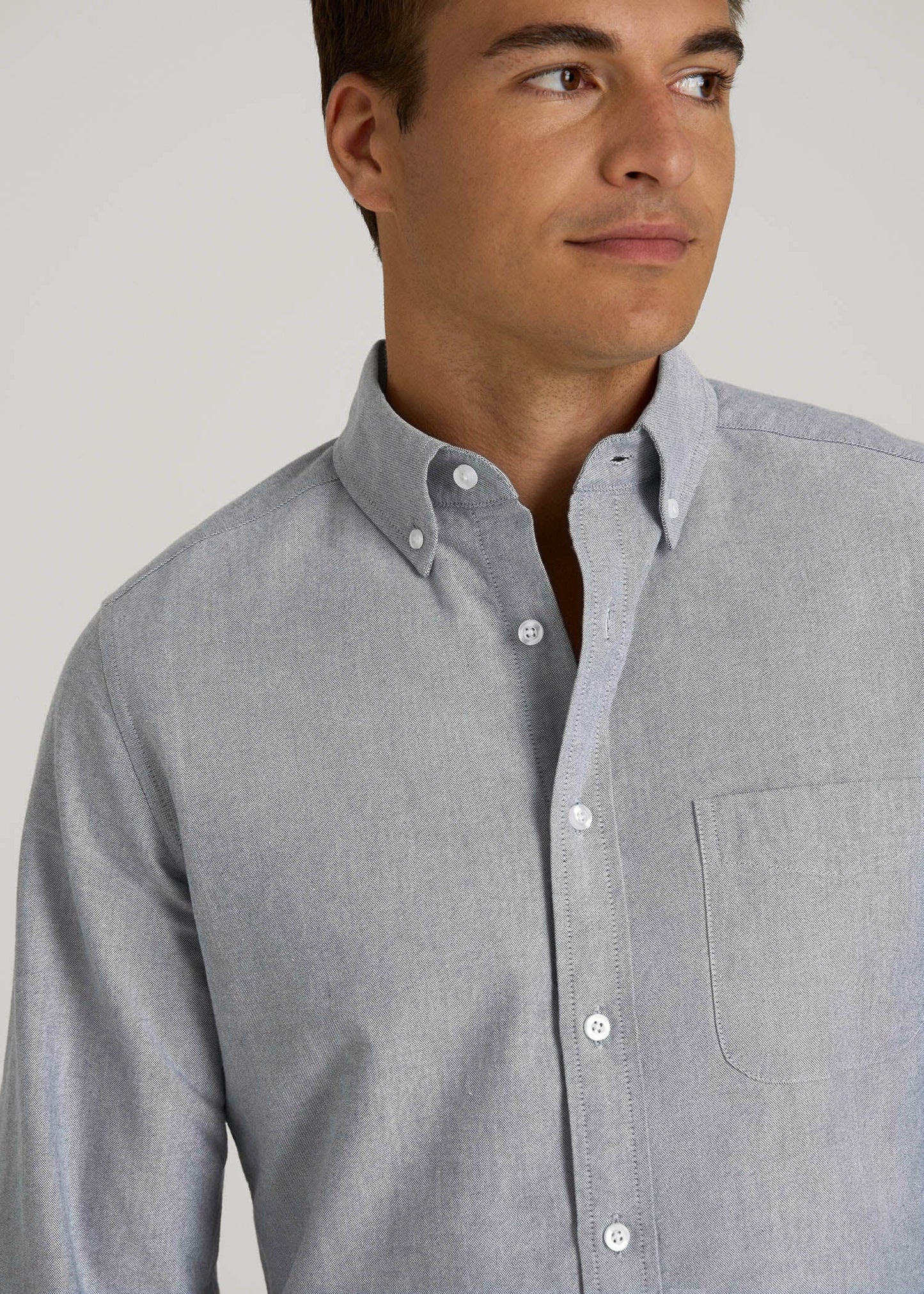 American Tall Men Oxford Cloth Button Down Shirt for Tall Men in Tradewinds Blue
