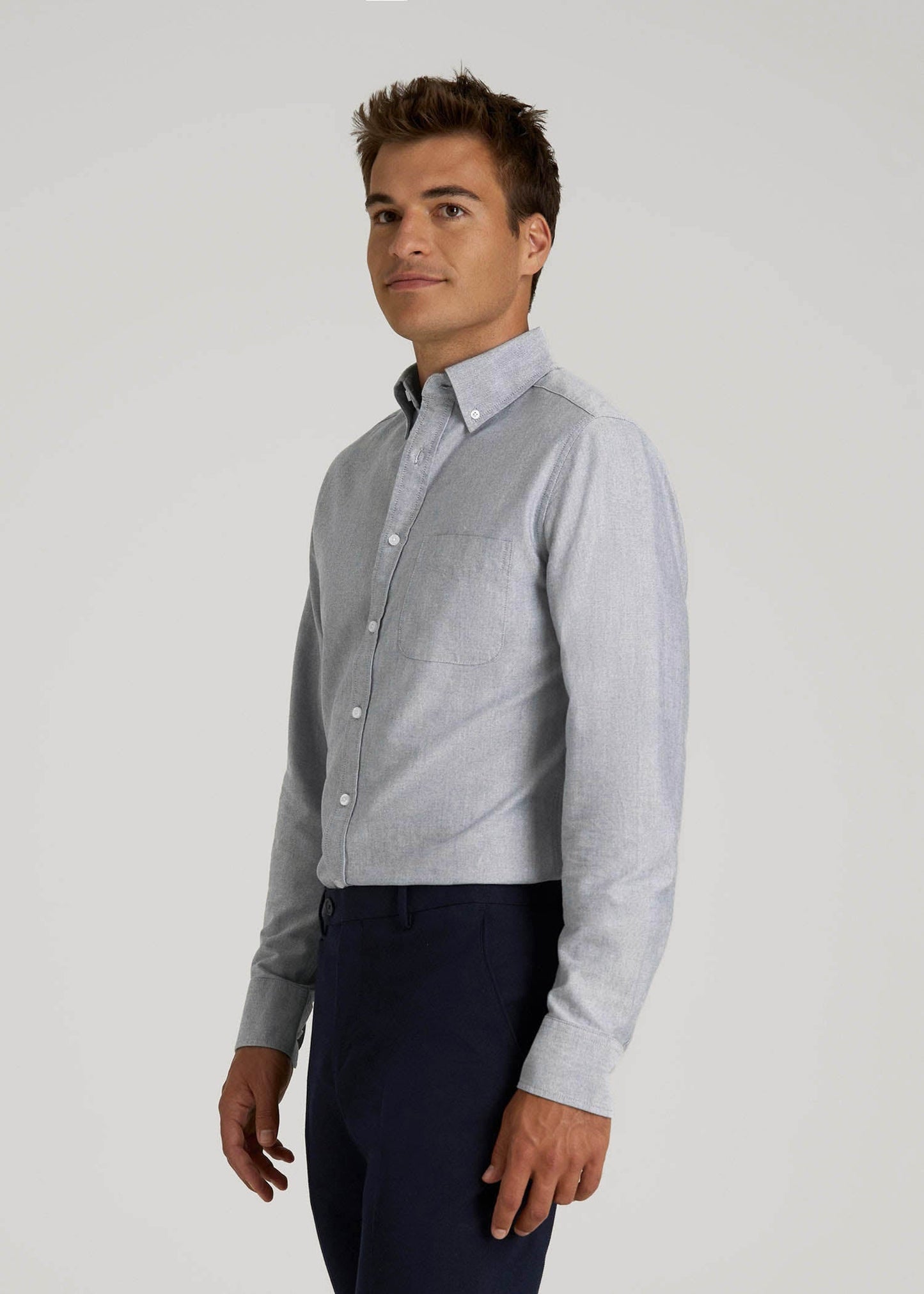 American Tall Men Oxford Cloth Button Down Shirt for Tall Men in Tradewinds Blue