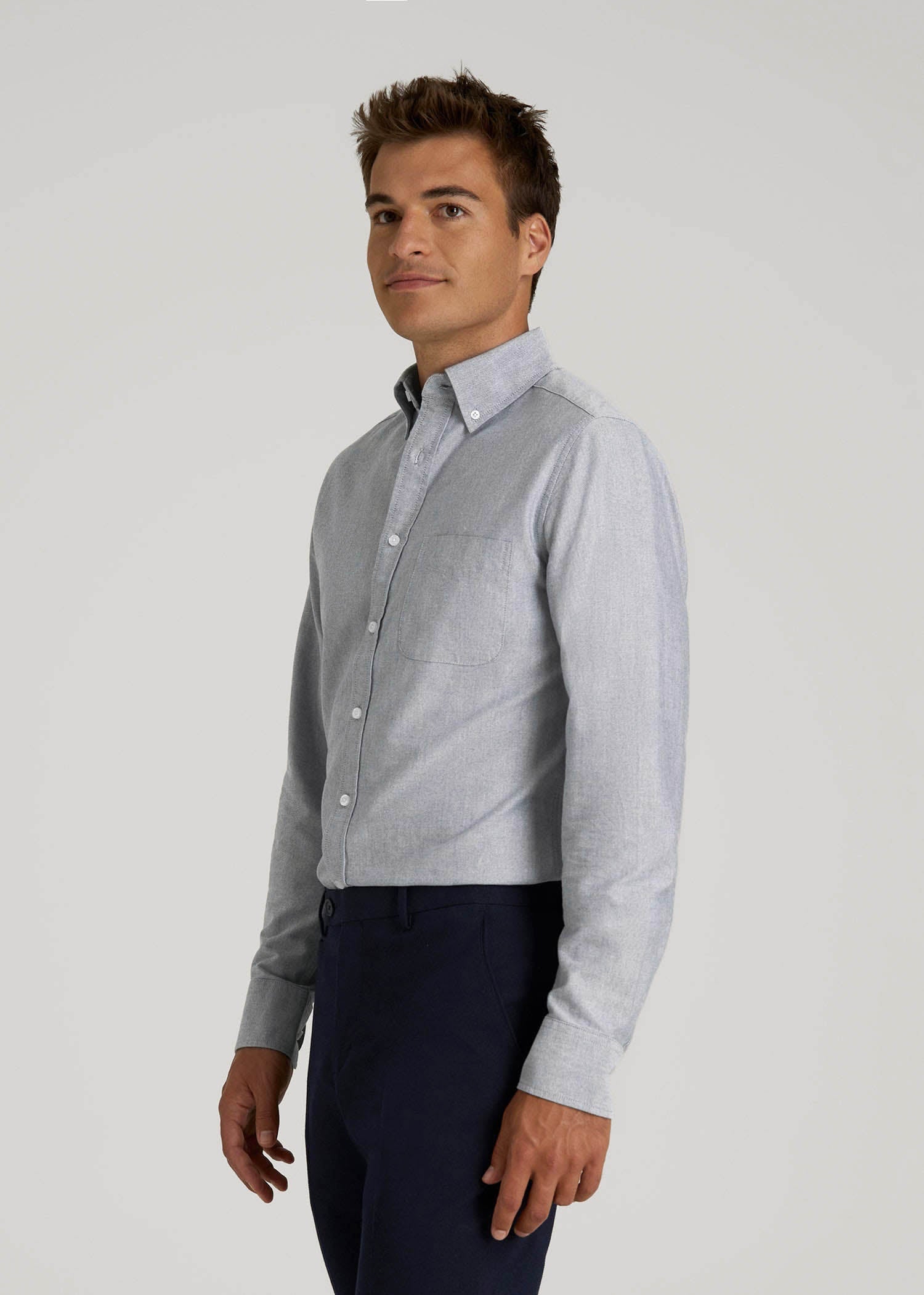 American Tall Men Oxford Cloth Button Down Shirt for Tall Men in Tradewinds Blue