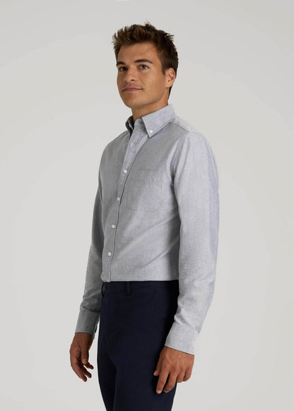 American Tall Men Oxford Cloth Button Down Shirt for Tall Men in Tradewinds Blue
