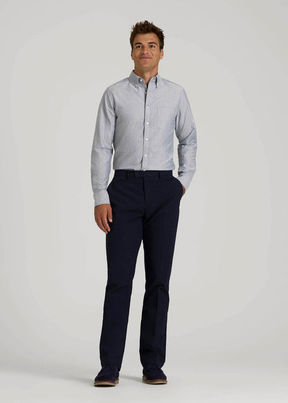 American Tall Men Oxford Cloth Button Down Shirt for Tall Men in Tradewinds Blue