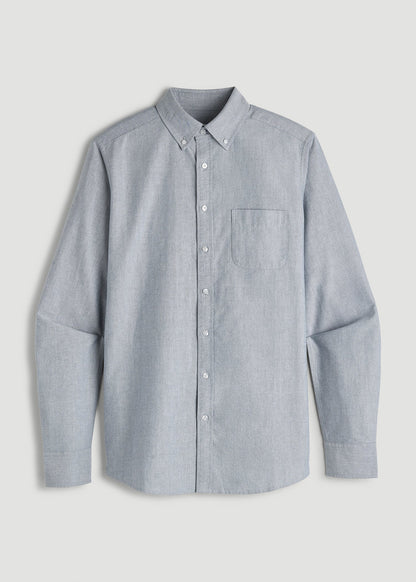 American Tall Men Oxford Cloth Button Down Shirt for Tall Men in Tradewinds Blue