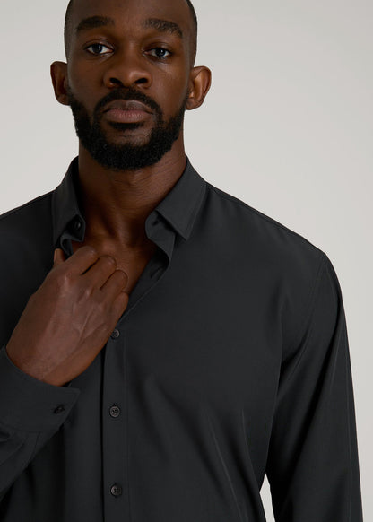 American Tall Men Traveler Stretch Dress Shirt in Black