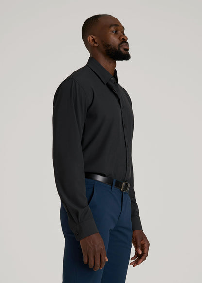 American Tall Men Traveler Stretch Dress Shirt in Black
