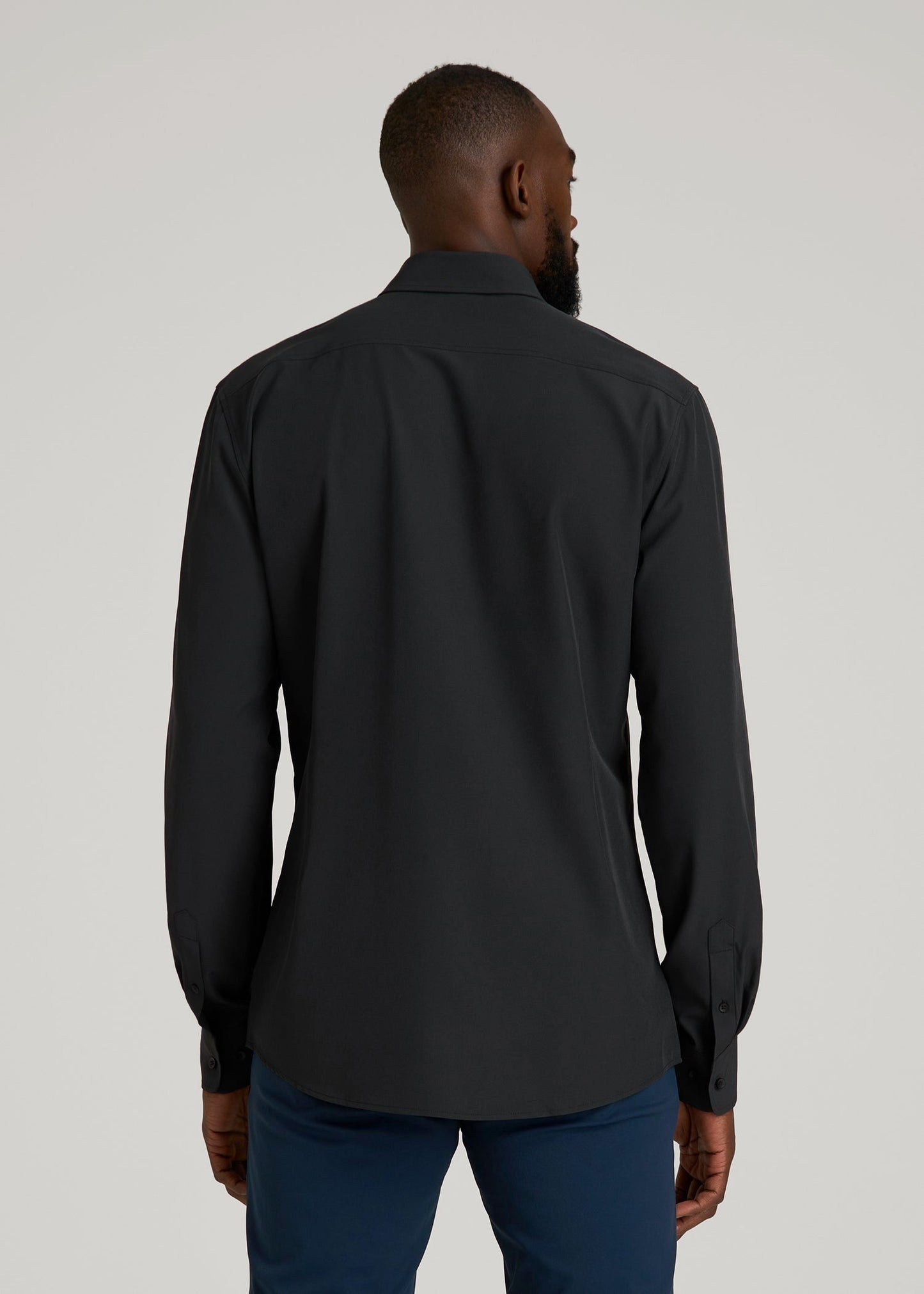 American Tall Men Traveler Stretch Dress Shirt in Black