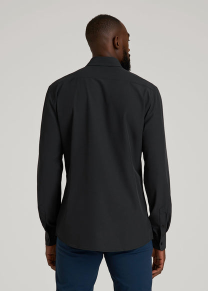 American Tall Men Traveler Stretch Dress Shirt in Black