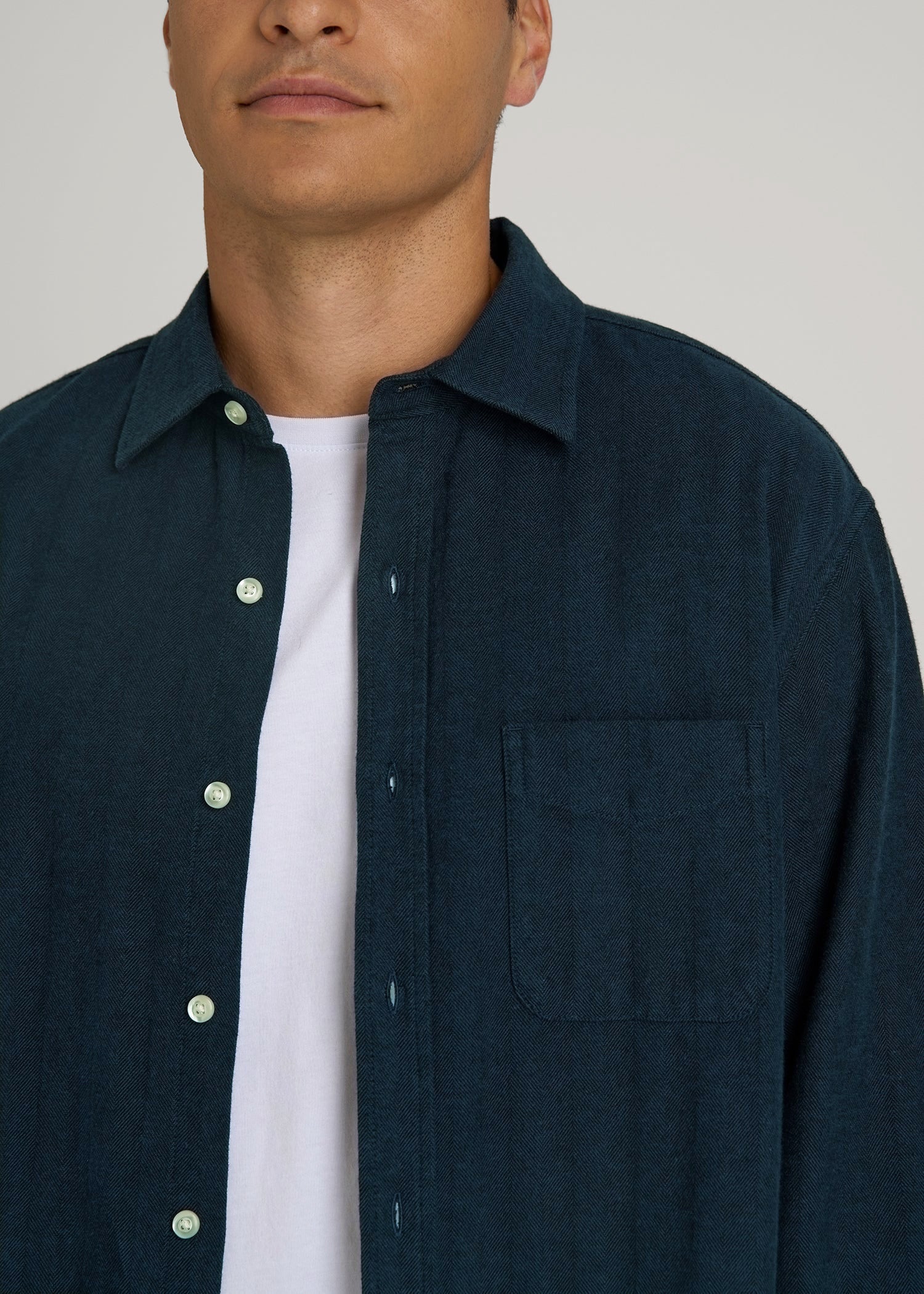 American Tall Men Nelson Flannel Shirt for Tall Men in Blue Chevron