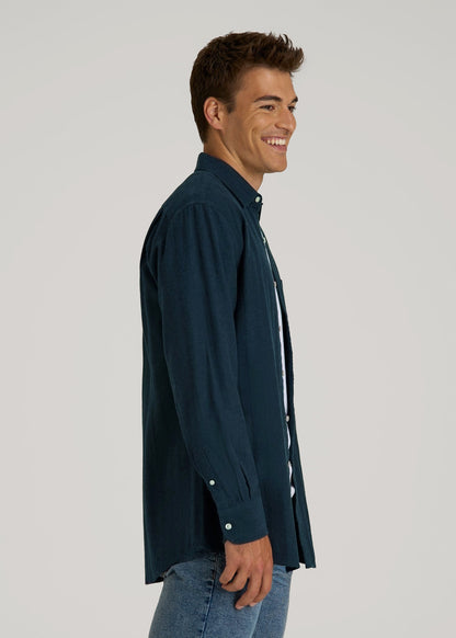 American Tall Men Nelson Flannel Shirt for Tall Men in Blue Chevron