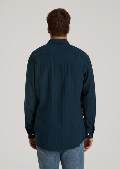 American Tall Men Nelson Flannel Shirt for Tall Men in Blue Chevron